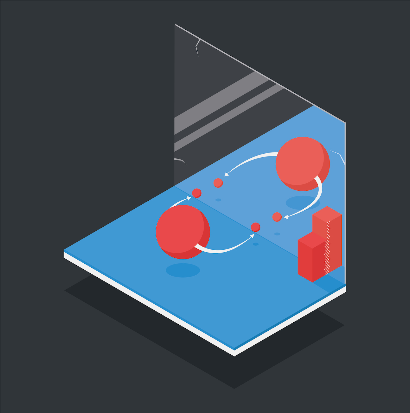 Représentation d'une particle et de sa réflexion