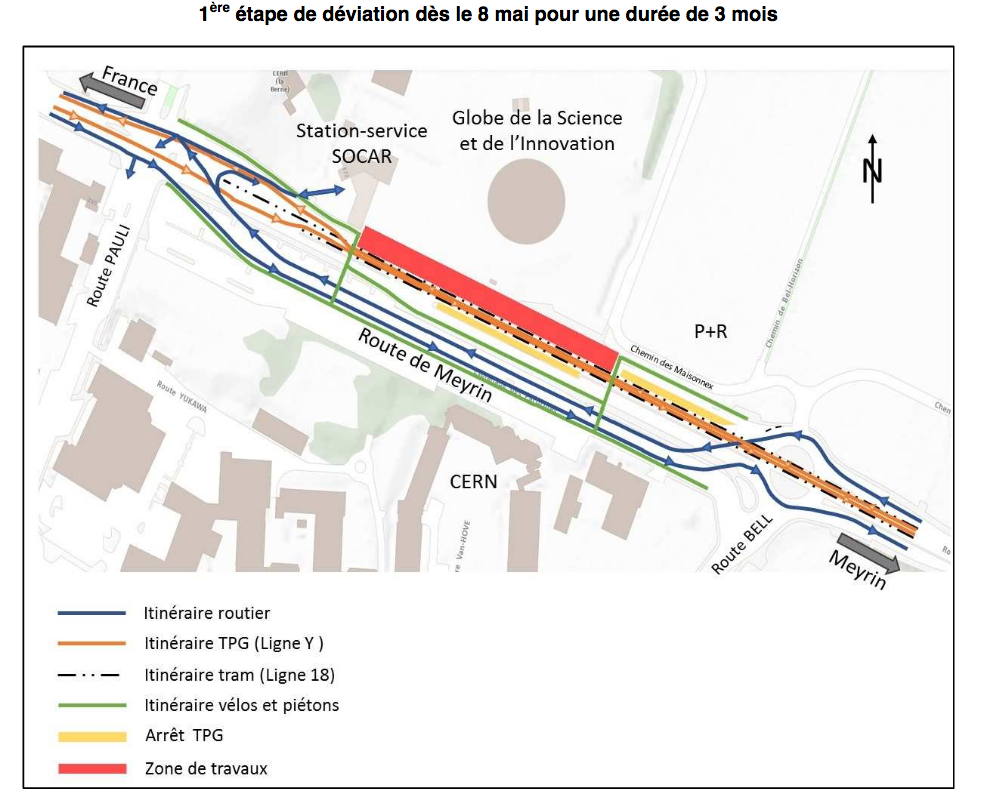 8 May: modification of the traffic on the Route de Meyrin