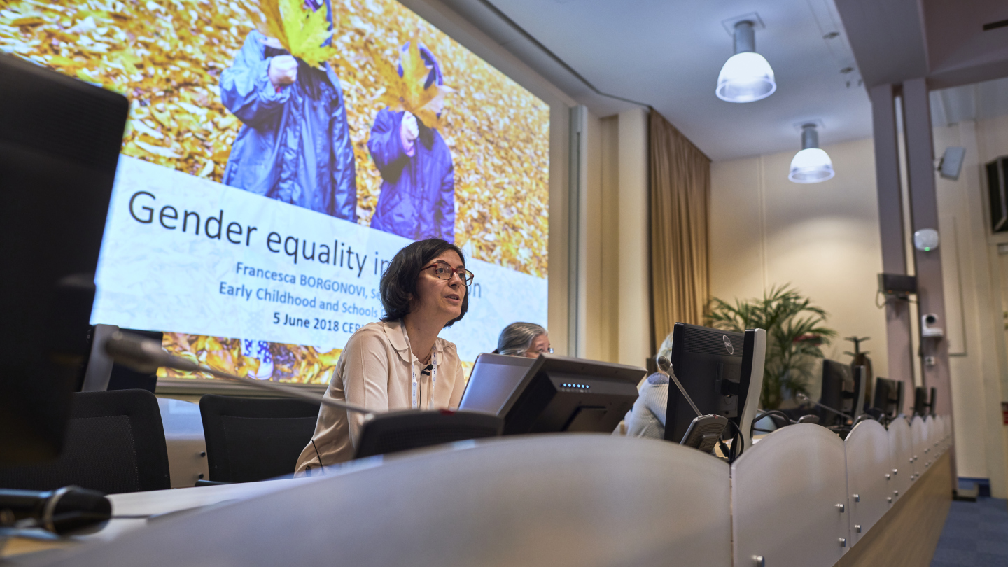 Francesca Borgonovi, Senior Analyst from OECD presenting the results of the OECD report “The ABC of Gender Equality in Education”