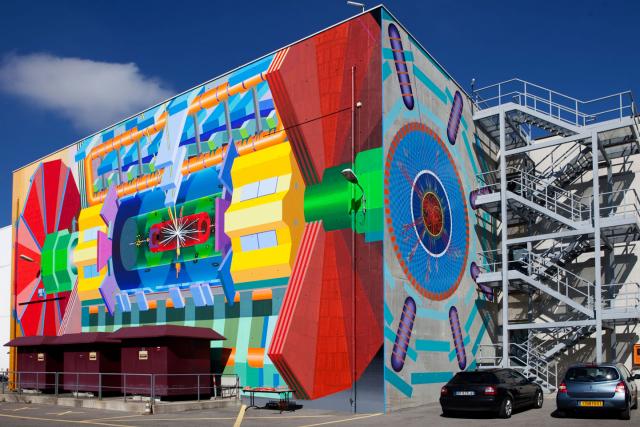 The ATLAS collaboration at CERN unveils giant mural