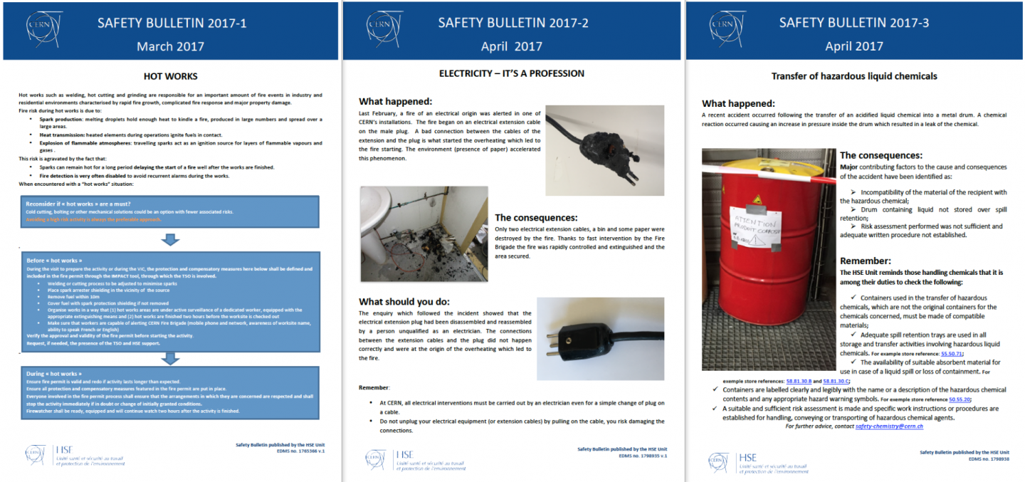Safety Bulletins 2017-1, 2 and 3