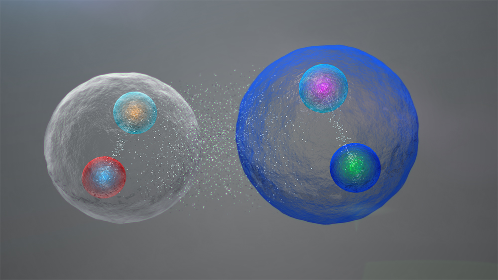 illustration de deux quarks faiblement liées
