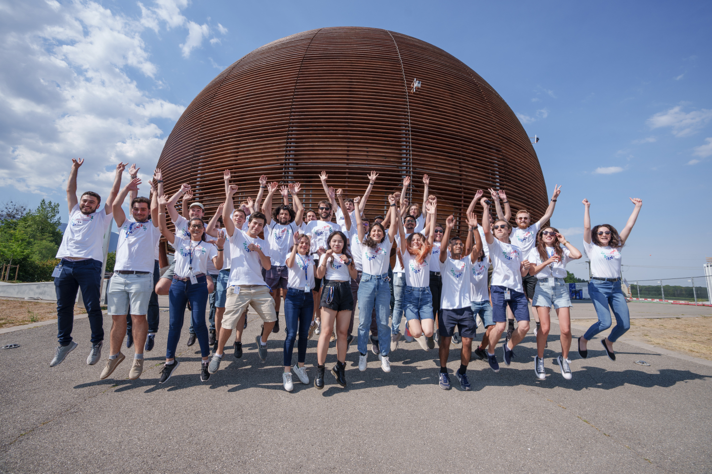 Group photo of CERN openlab summer students in front of CERN's Globe of Science and Innovation. (Image: CERN)