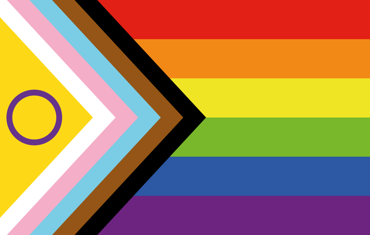 LGBTQ+ flag courtesy of Nikki/Wikimedia Commons