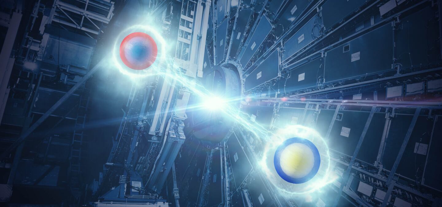 Artist's impression of a quantum-entangled pair of top quarks. (Image: CERN)