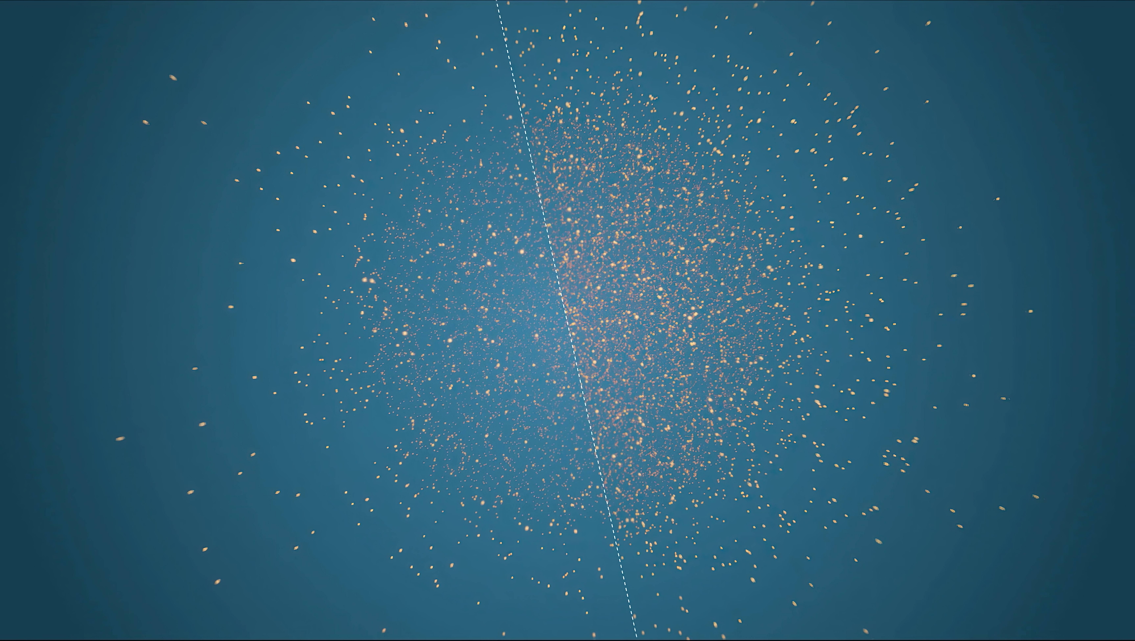 Bright dots on a blue background