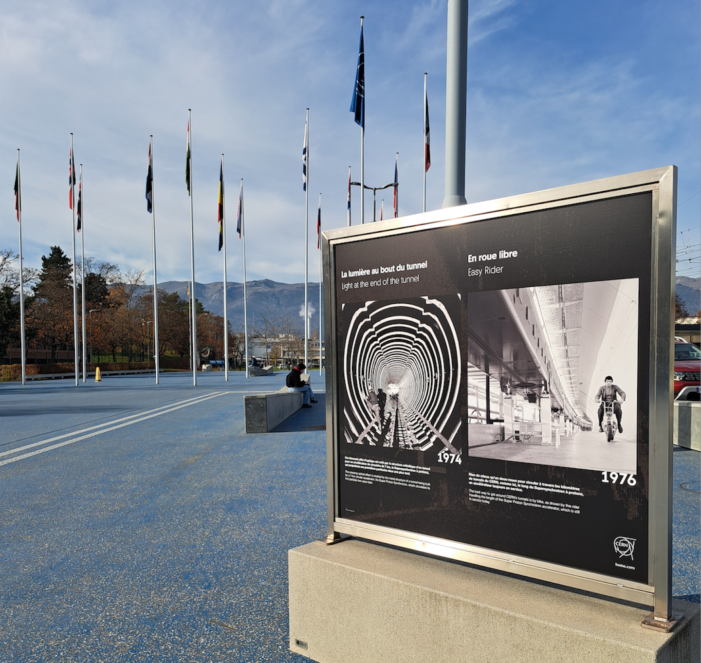 An exhibition panel with an old photograph