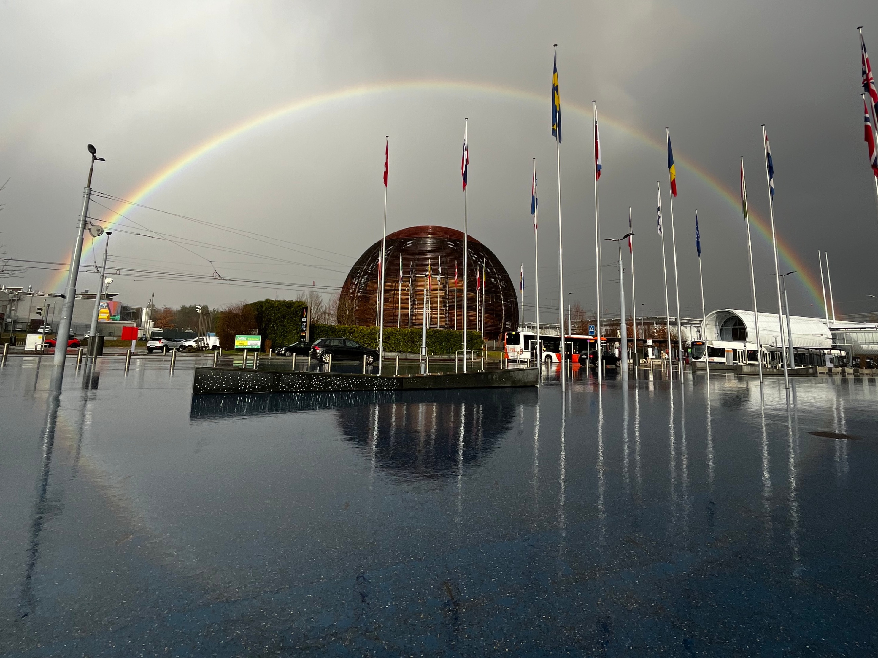 A rainbow over CERN’s Science Gateway.