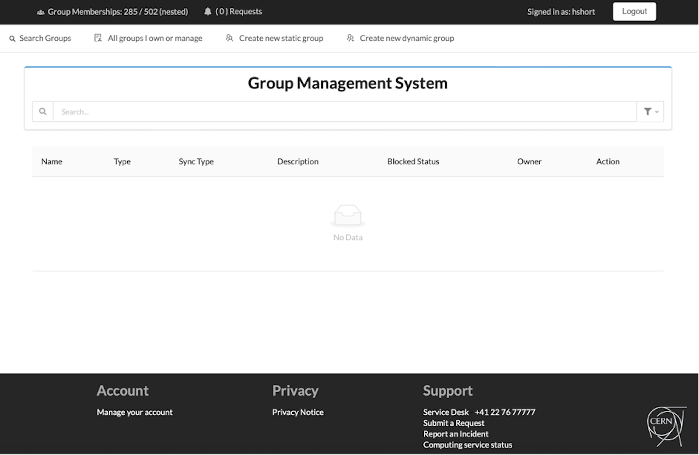 New Group Management Ssytem interface