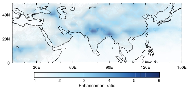 Simulation of aerosol particle formation during the Asian monsoon in a global aerosol model with efficient vertical transport of ammonia into the upper troposphere. Including a mixture of sulfuric acid, nitric acid and ammonia enhances upper-tropospheric