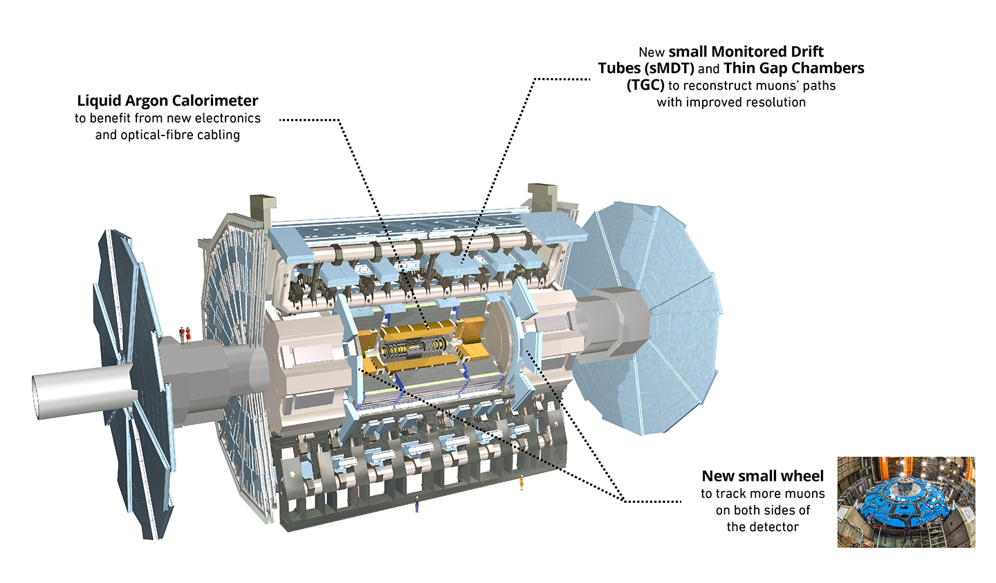 This diagram of the ATLAS detector shows some of the maintenance and upgrade work in store in the coming two years.