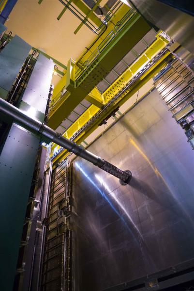 Image showing the LHC beam pipe in the LHCb experimental cavern