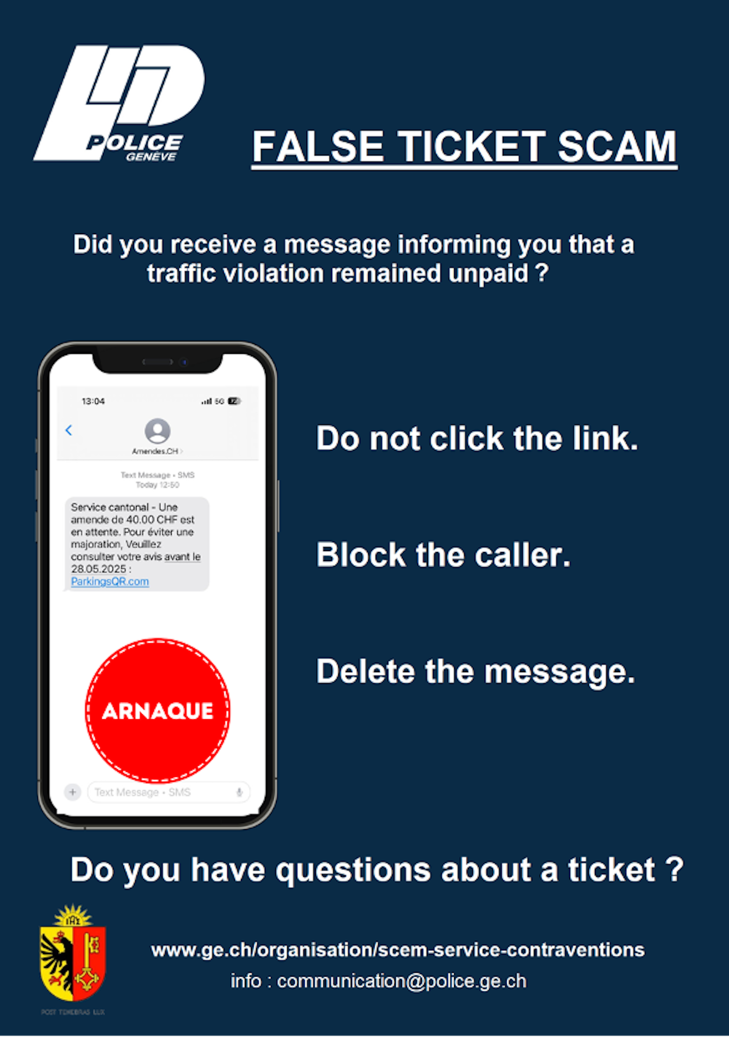 False ticket scam – Warning from the Swiss authorities
