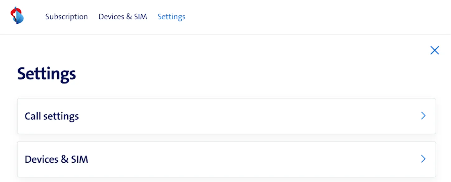 Settings page